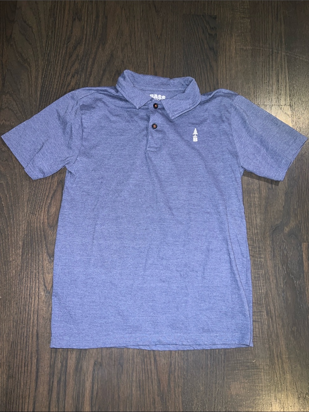 Bass Boys Blue Heather Polo with Embroidered Tree Logo